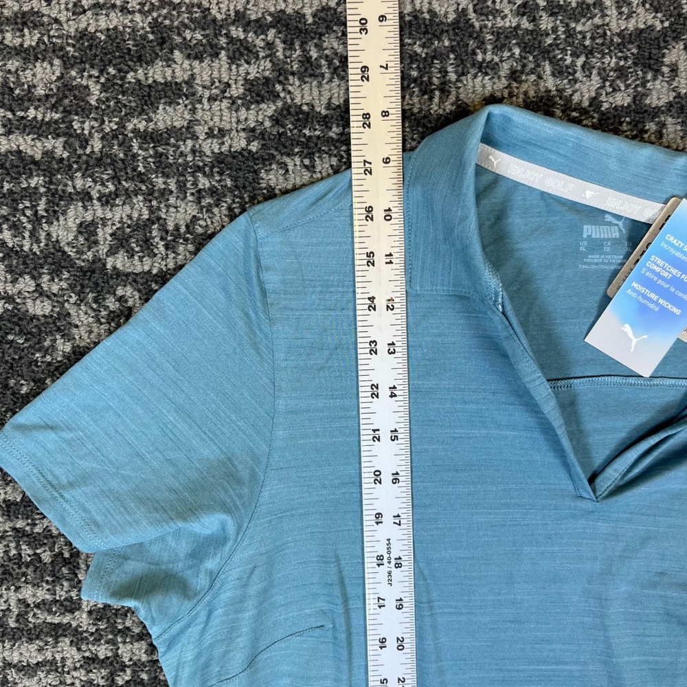 Puma Polo Shirt Womens XL Blue Cloudspun Golf V-Neck UPF 40 532991-25 - Picture 8 of 10